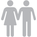 Female and male icon depicting possible ankylosing spondylitis risk factor- gender.