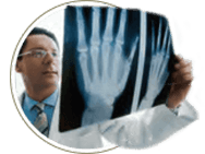 Doctor looking at x-ray of hands