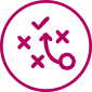 A circle with a X mark and check mark inside depicting that HUMIRA is a different way to treat non-infectious uveitis.