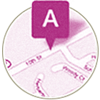 Map icon with a letter A.